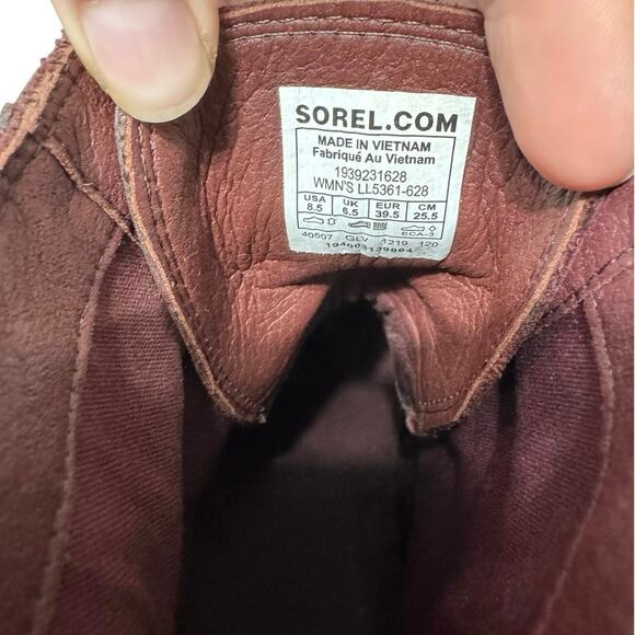 Sorel Cate Leather Lace Up Waterproof Maroon Redwood Boots Size 8.5 - Picture 3 of 12